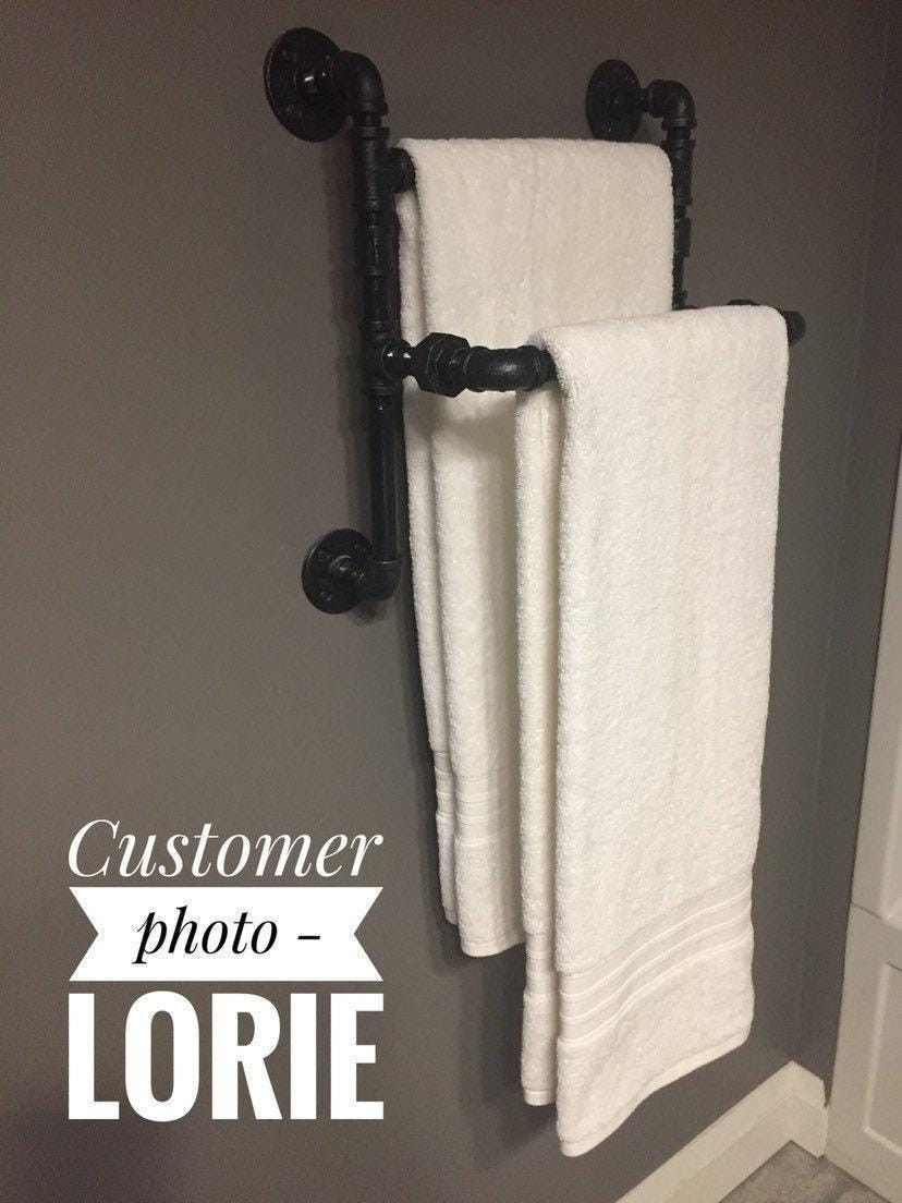 Industrial Pipe Towel Rack – Double Tier Urban Bathroom Decor