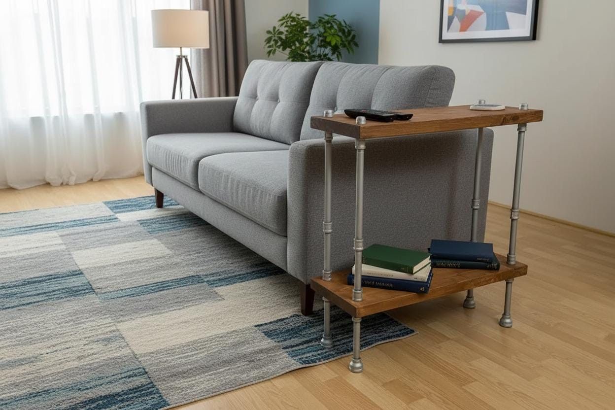 Industrial design end table with knobs