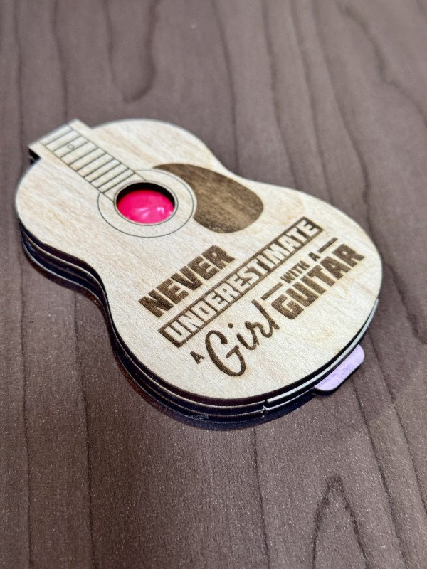 Guitar Pick Holder "Never Underestimate a Girl and a Guitar"