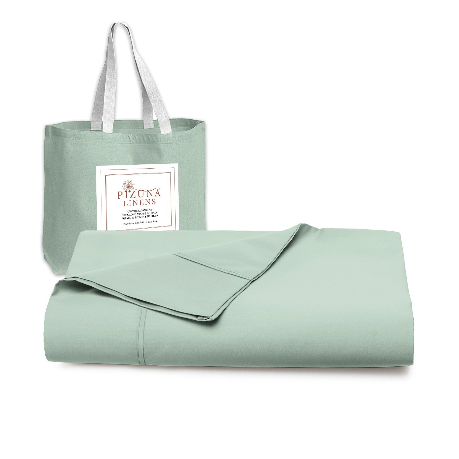 Pizuna 400 Thread Count Cotton Flat Sheet-Sea Foam-King