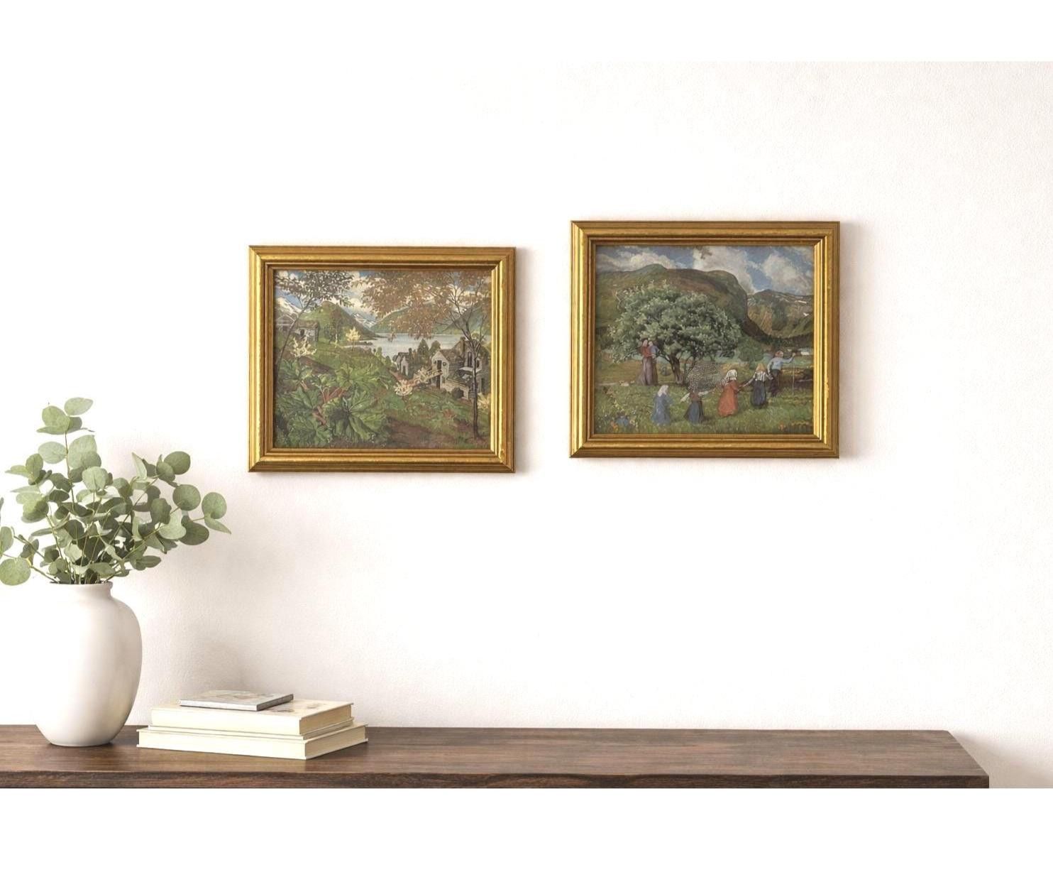 Nikolai Astrup Framed Prints Set Rhubarb in Sandalstrand Summer Wind Playing Children Vintage Art