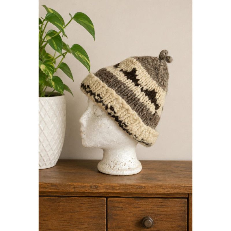 Handmade Coast Salish Cowichan Wool Toque First Nations Knit Hat PNW Winter Cap