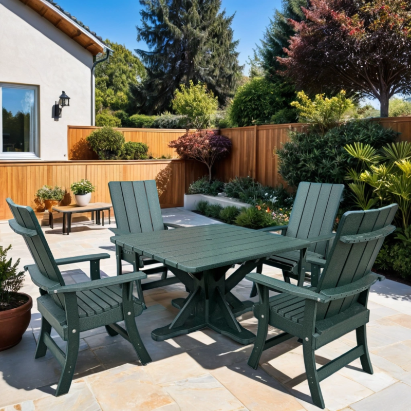 Wooden Modern Dining Set for 6 with Pedestal Table