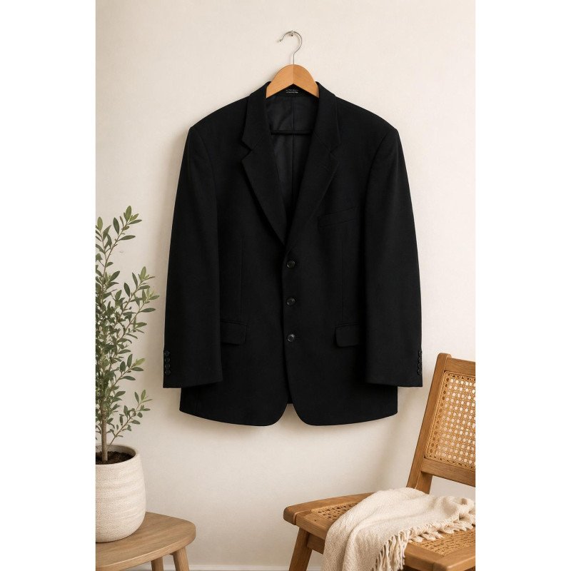 Gianfranco Ruffini Italy Black 100% Lambswool Suit Blazer Jacket 44R Tailored