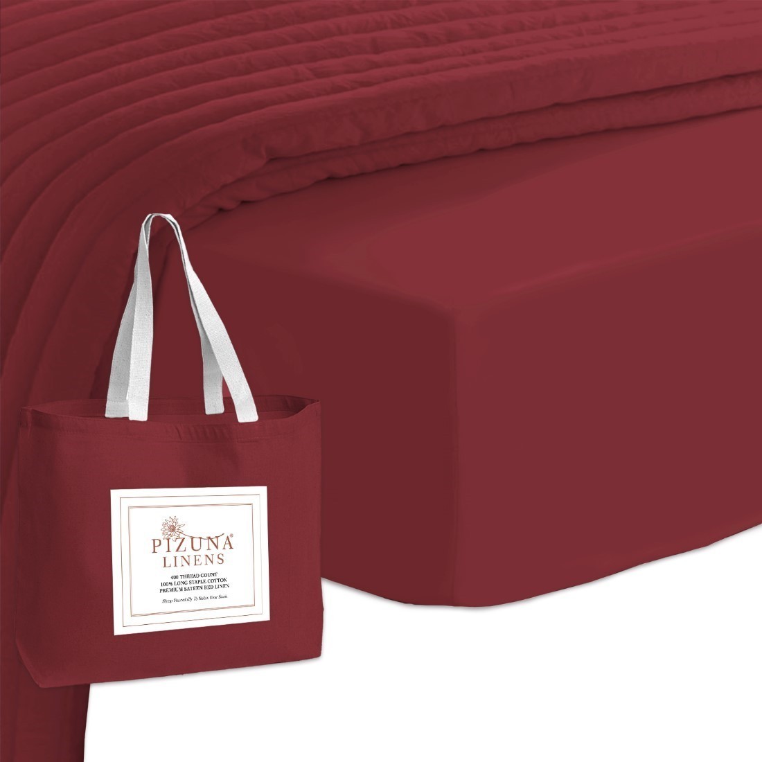 Pizuna 400 Thread Count Cotton Fitted Sheet-Rio Red-King