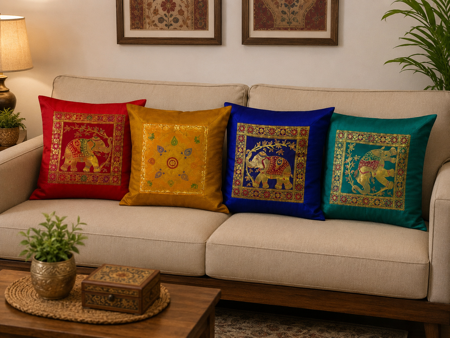 Handcrafted Kashmiri Silk Cushion Cover