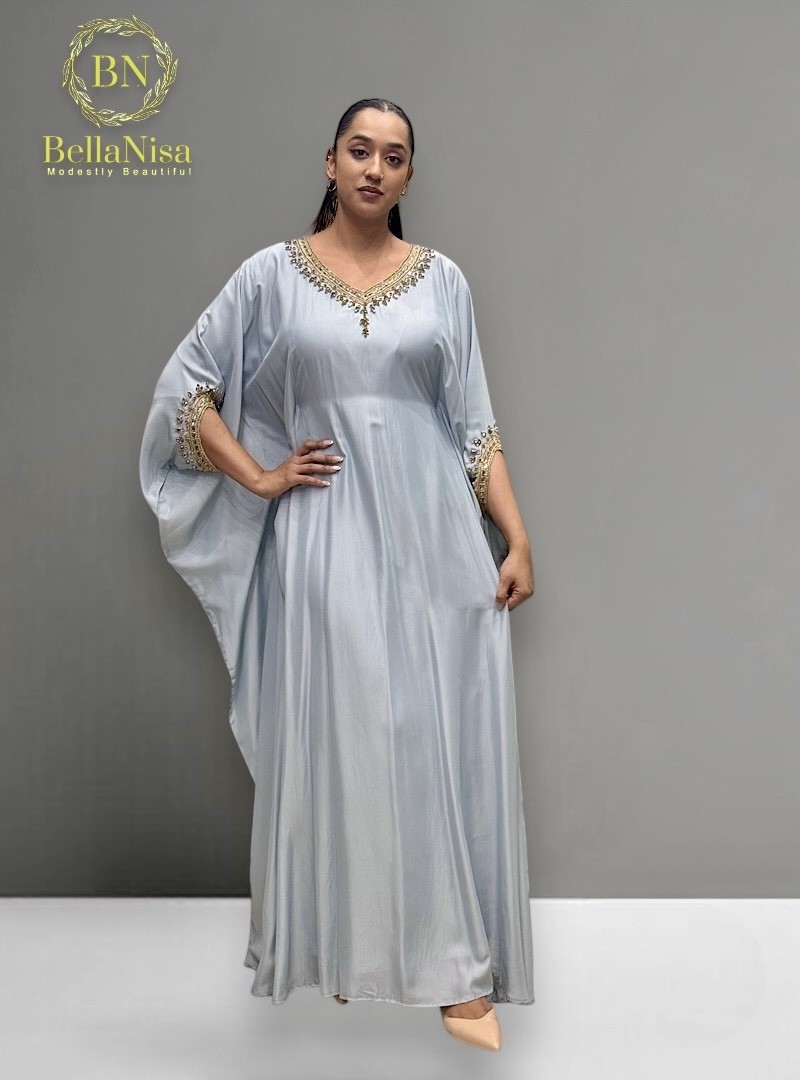 Luna Abaya Blue Grey