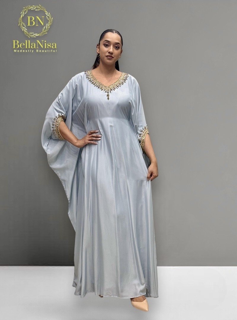Luna Abaya Blue Grey