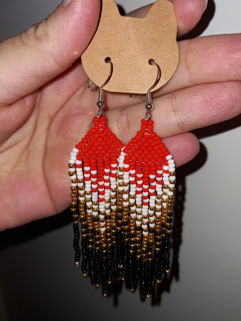 Scarlet Gradient: 10.5cm Beaded Fringe Earrings