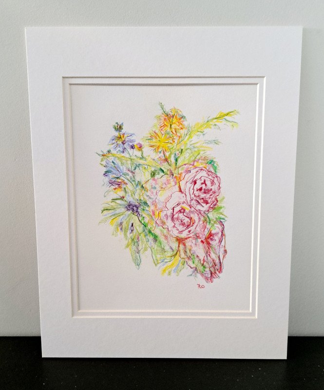 Bouquet of Wildflowers Color Pencil Drawing