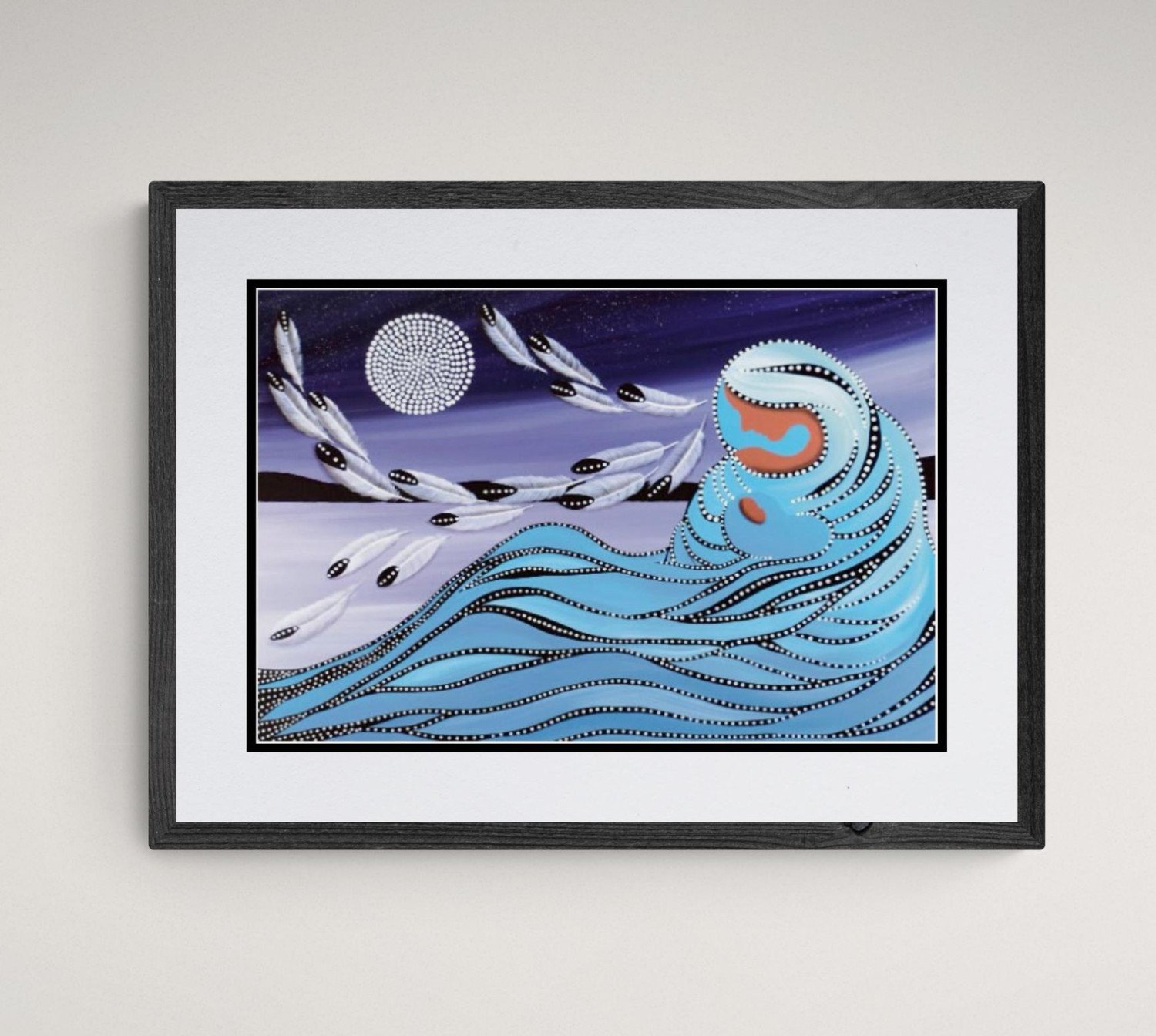 Framed Mother and Moon by Indigenous Artist Betty Albert
