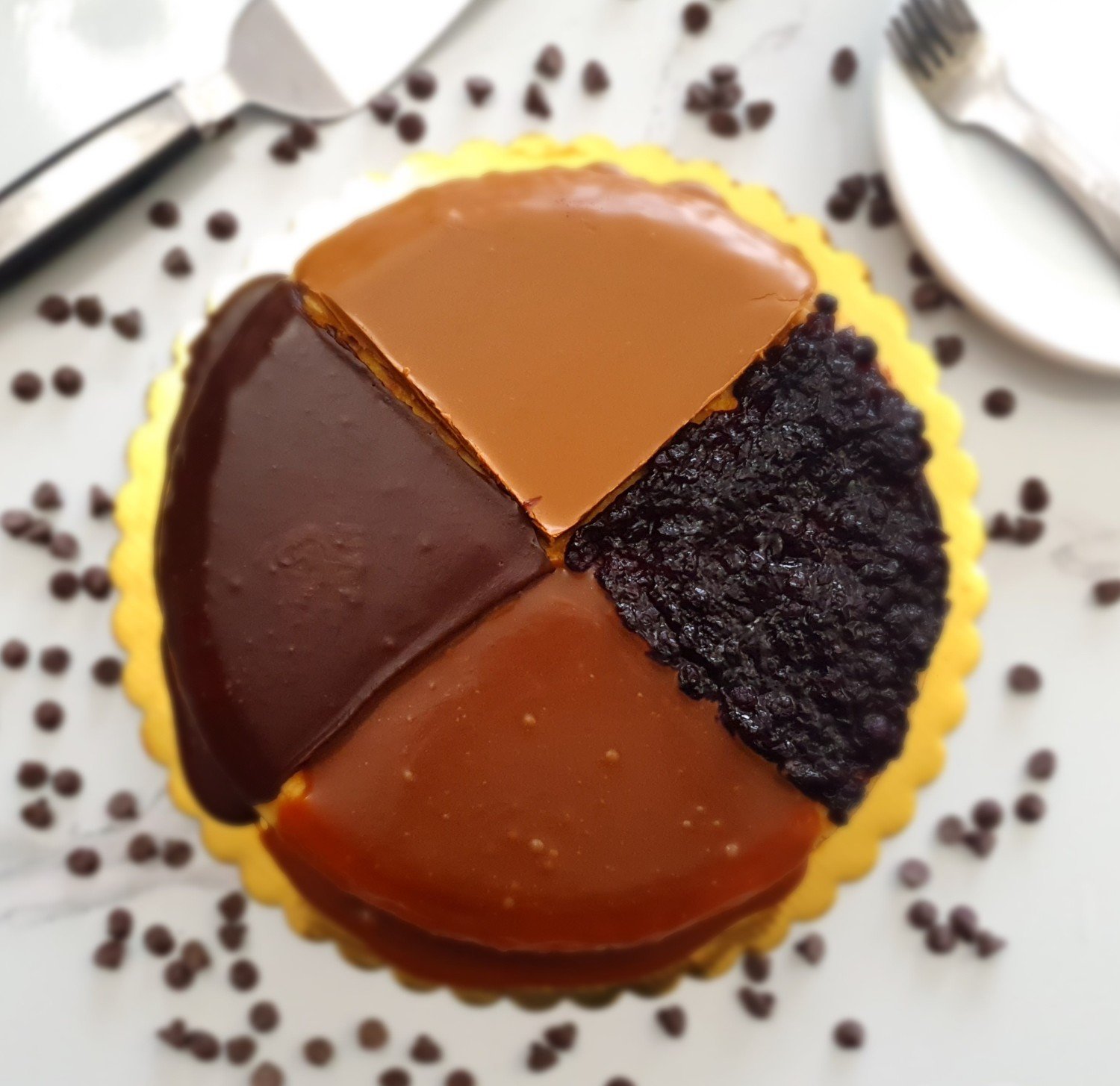 Baked Four season cheesecake (Chocolate, Lotus, Blueberry, Caramel)