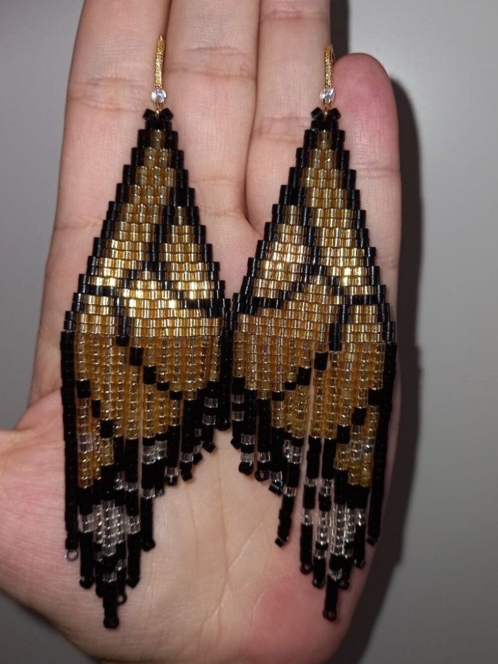 18K Gold Plated CZ Butterfly Wing Beaded Earrings