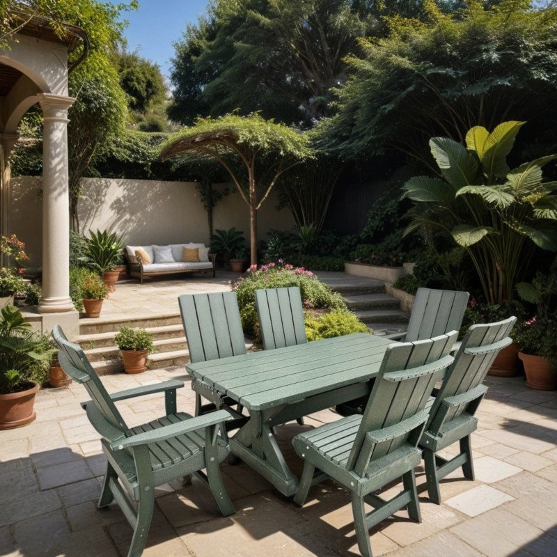 Poly-Luxe Recycled Plastic Modern Dining Set for 6 with 6' Table