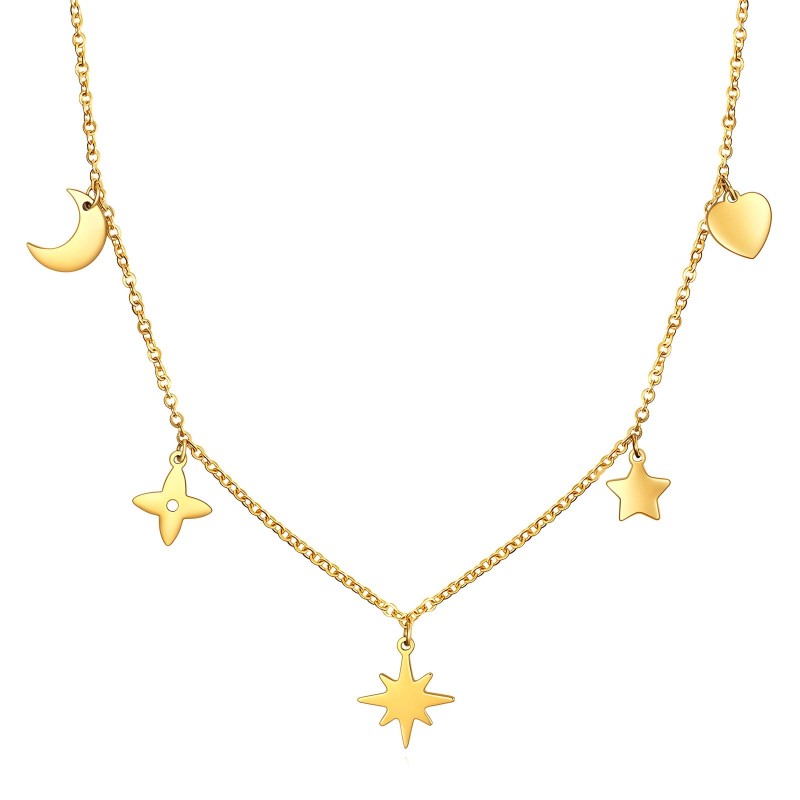 18K gold plated Stainless steel  Star necklace,  FTM Jewelry