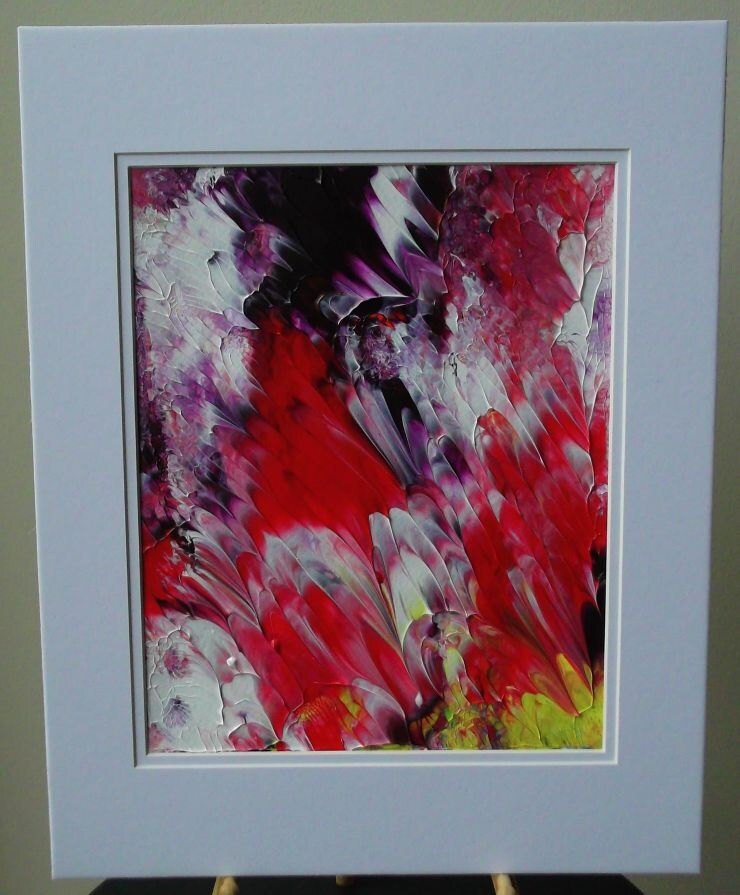 Abstract Garden Acrylic Painting in White Mat
