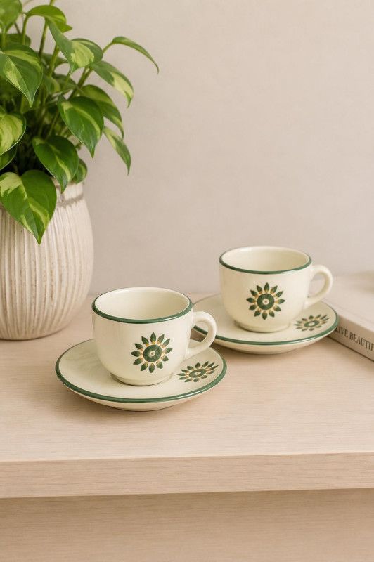 Vintage Clarice Cliff Sundew Espresso Cups Saucers Art Deco Floral Pottery Sunny