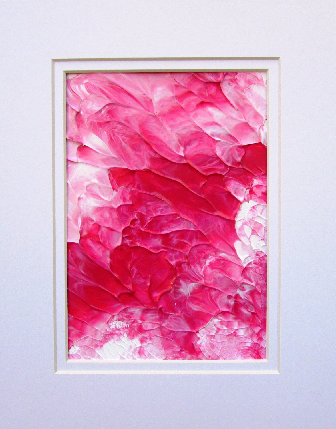 Pink floral abstract Acrylic Original Painting by Ryan O'Neill Fine Art in White Mat