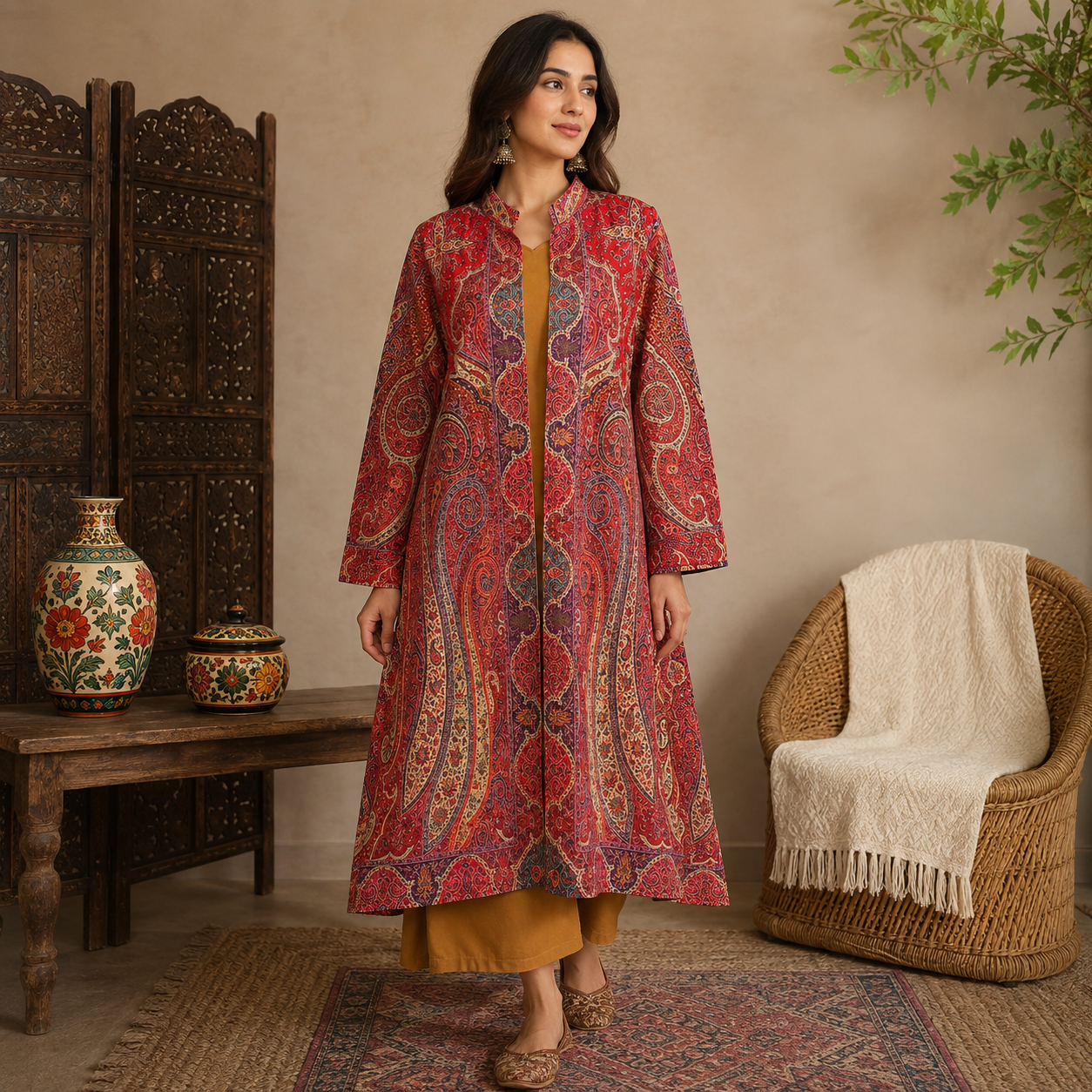 Floral silk and cotton mix jacket for women