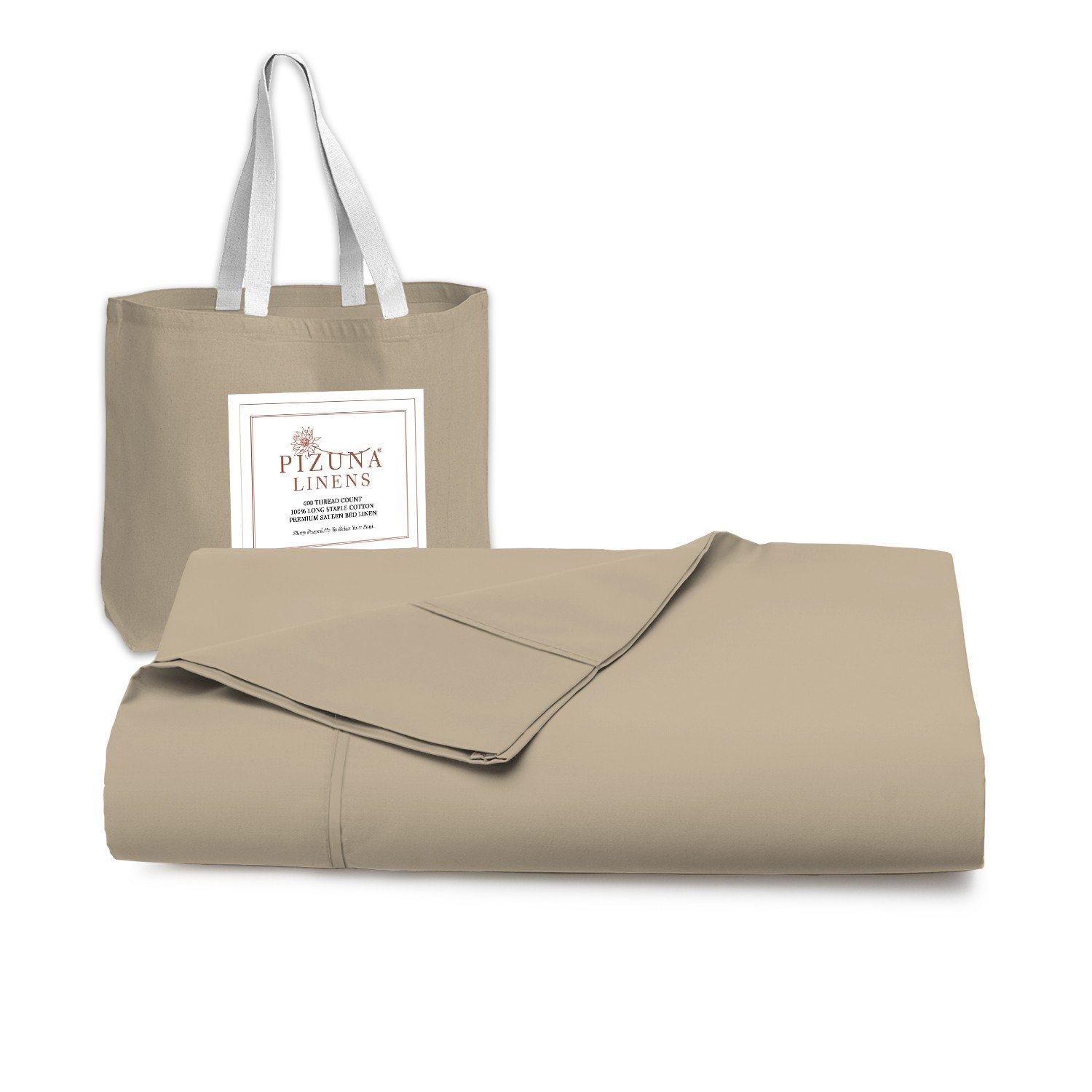 Pizuna 400 Thread Count Cotton Flat Sheet-Simply Taupe-Twin XL