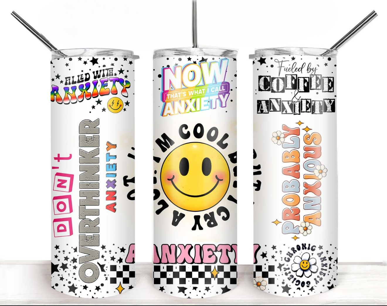 Anxiety Awareness Mental Health Affirmative Groovy 2oz tumbler