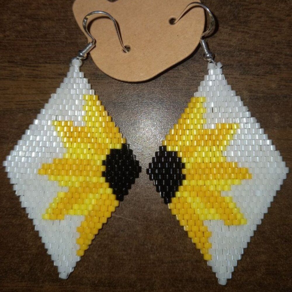 Sunflower Radiance Beaded Diamond Earrings - Bold & Bright Dangles