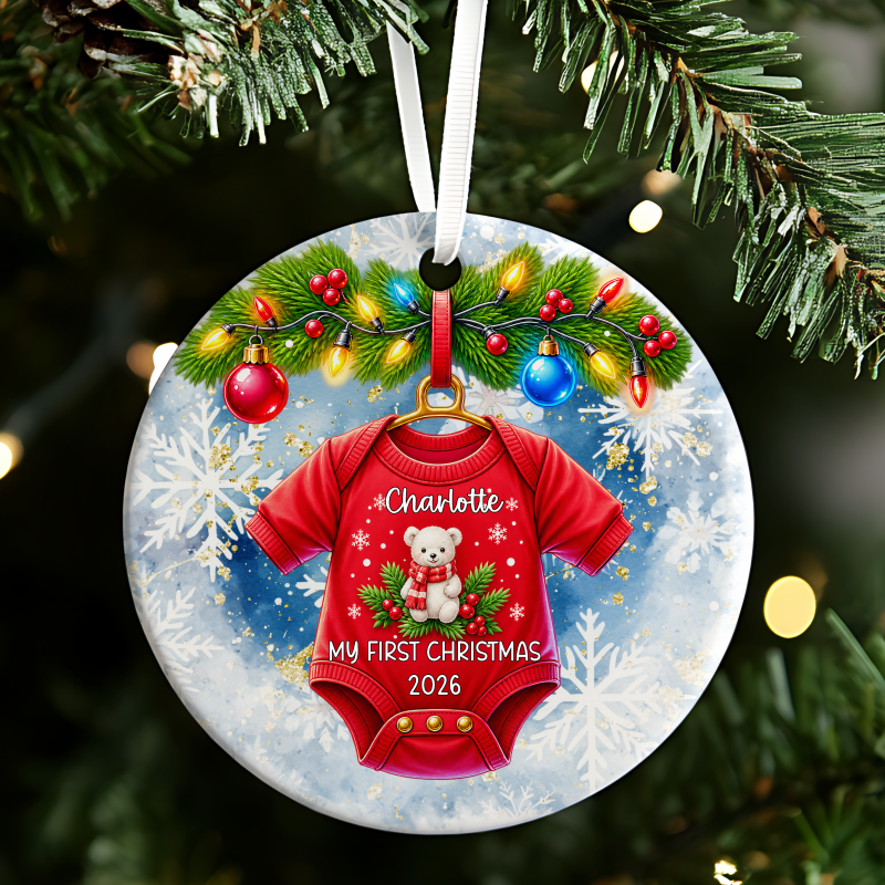 Baby's First Christmas Ornament - Undershirt Design 1