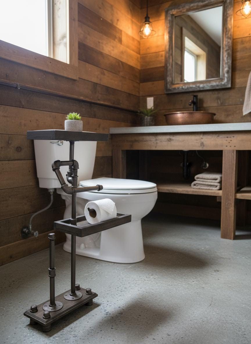 Industrial Toilet Paper Holder with shelf – toilet roll stand