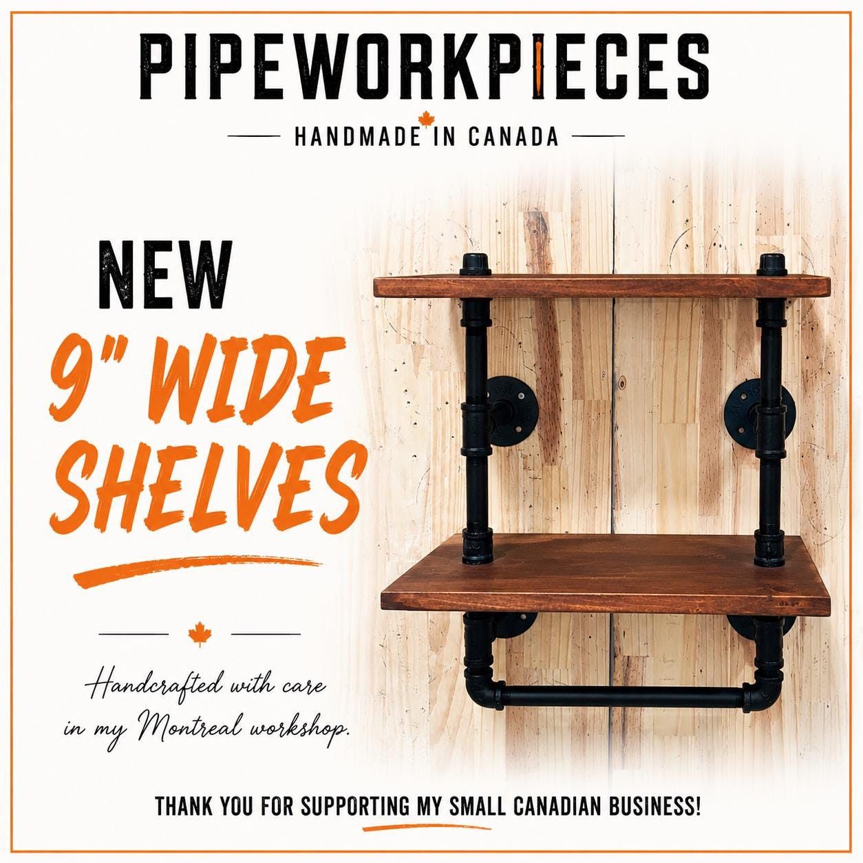 Industrial Look 2 tier wood shelf with towel rack