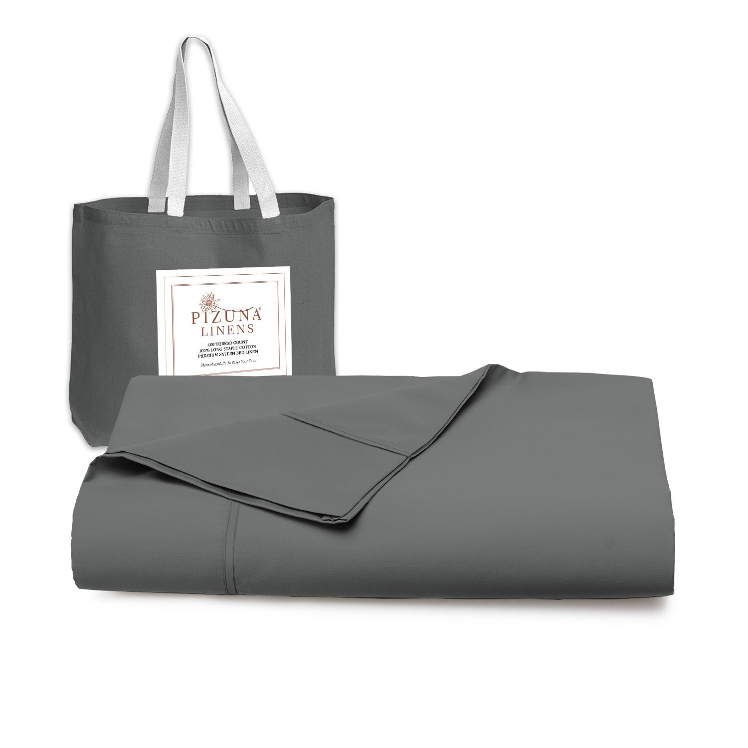 Pizuna 400 Thread Count Cotton Flat Sheet-Dark Grey-Twin XL