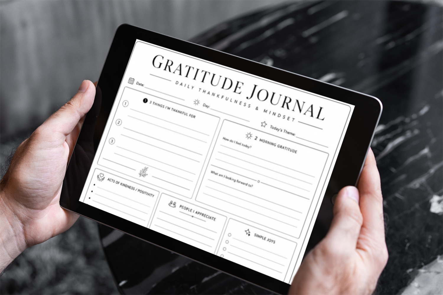 Gratitude Journal Printable, Daily Gratitude Worksheet, Self Care Journal Page, Mindfulness Planner, Daily Reflection, Instant Download