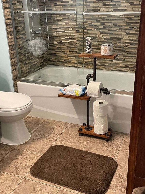 Industrial style toilet paper stand – pipe toilet paper holder – toilet paper stand – Hand towel rack