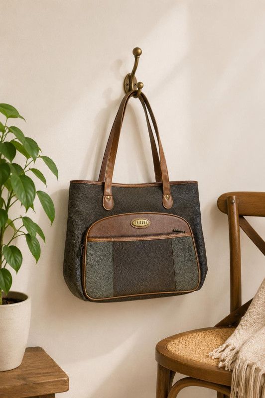 Vintage Jaguar Oversized Tote Bag Quiet Luxury Dark Academia Workwear Brown