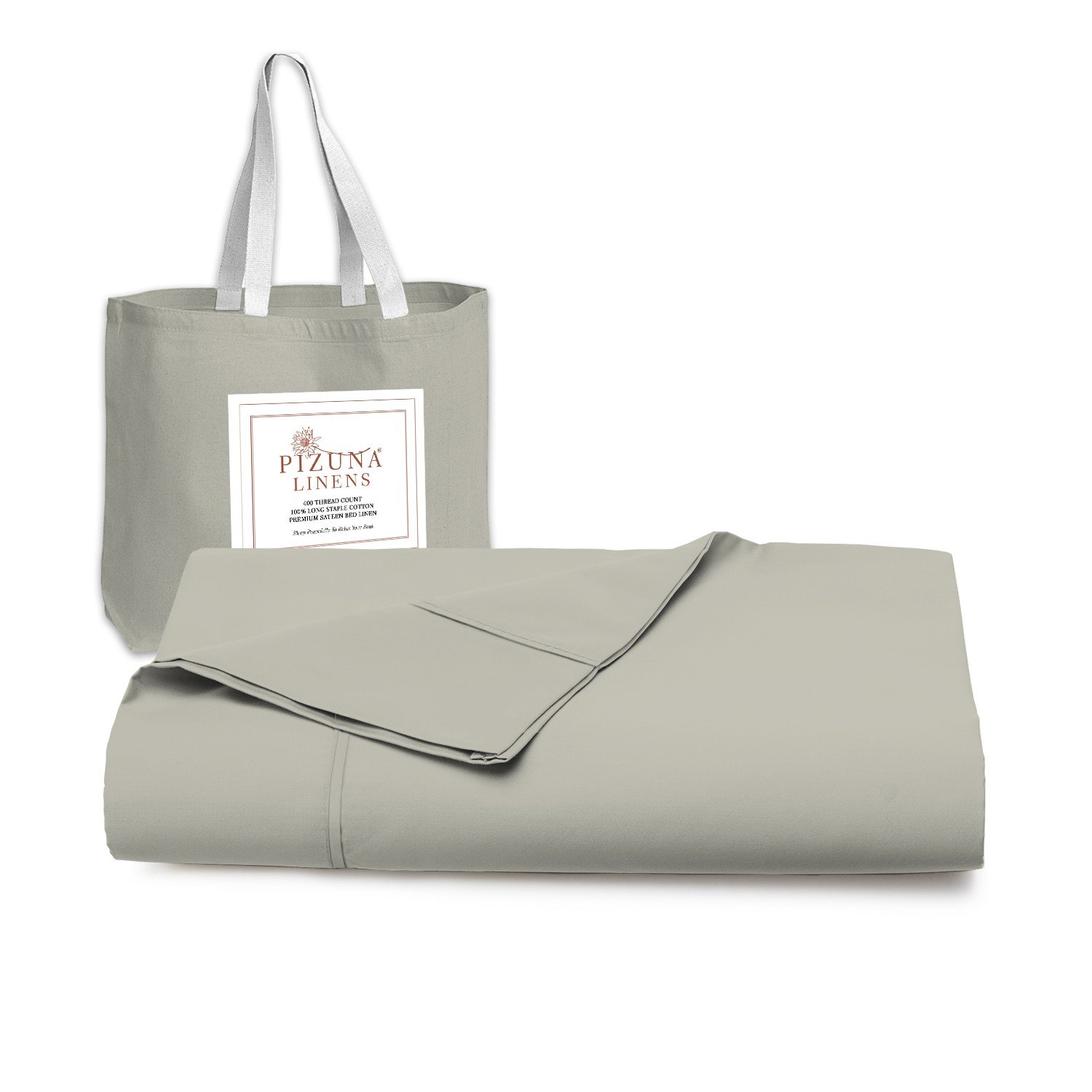 Pizuna 400 Thread Count Cotton Flat Sheet- Silver- Flat King