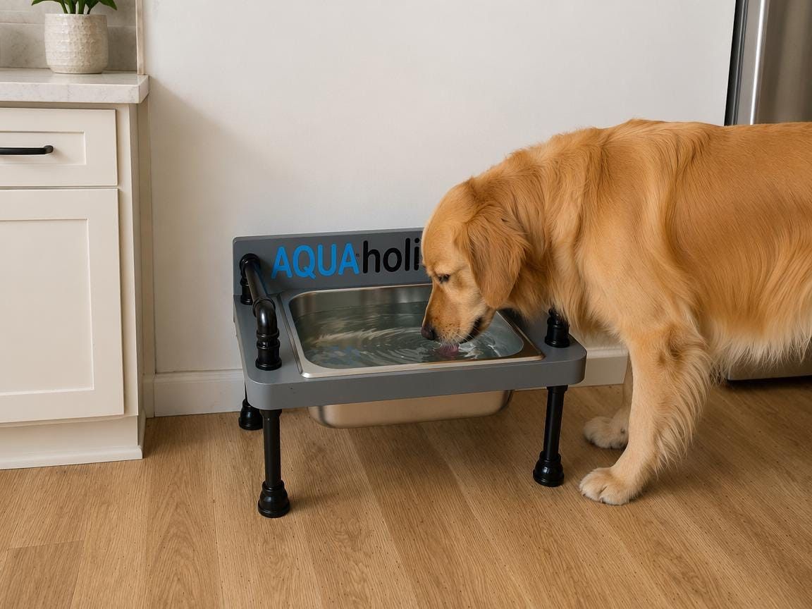 Rustic Raised Dog Water Bin: Steampunk Style