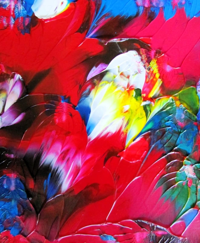 Flower Blossom an Original Abstract Acrylic Painting in White Mat by Ryan O'Neill