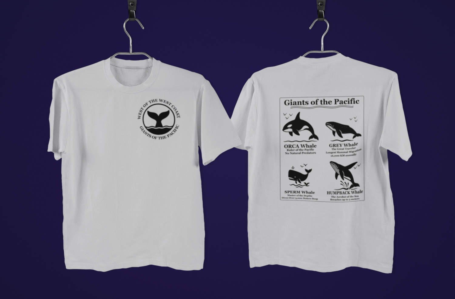 Giants of the Pacific T-Shirt: Whale Tail Logo & Whale Design