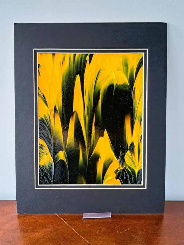 Nightlight Black On Yellow Original Abstract Acrylic Painting in Black Mat