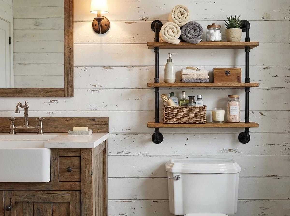 Handmade Industrial Floating Shelf: Rustic Vintage Wall Decor