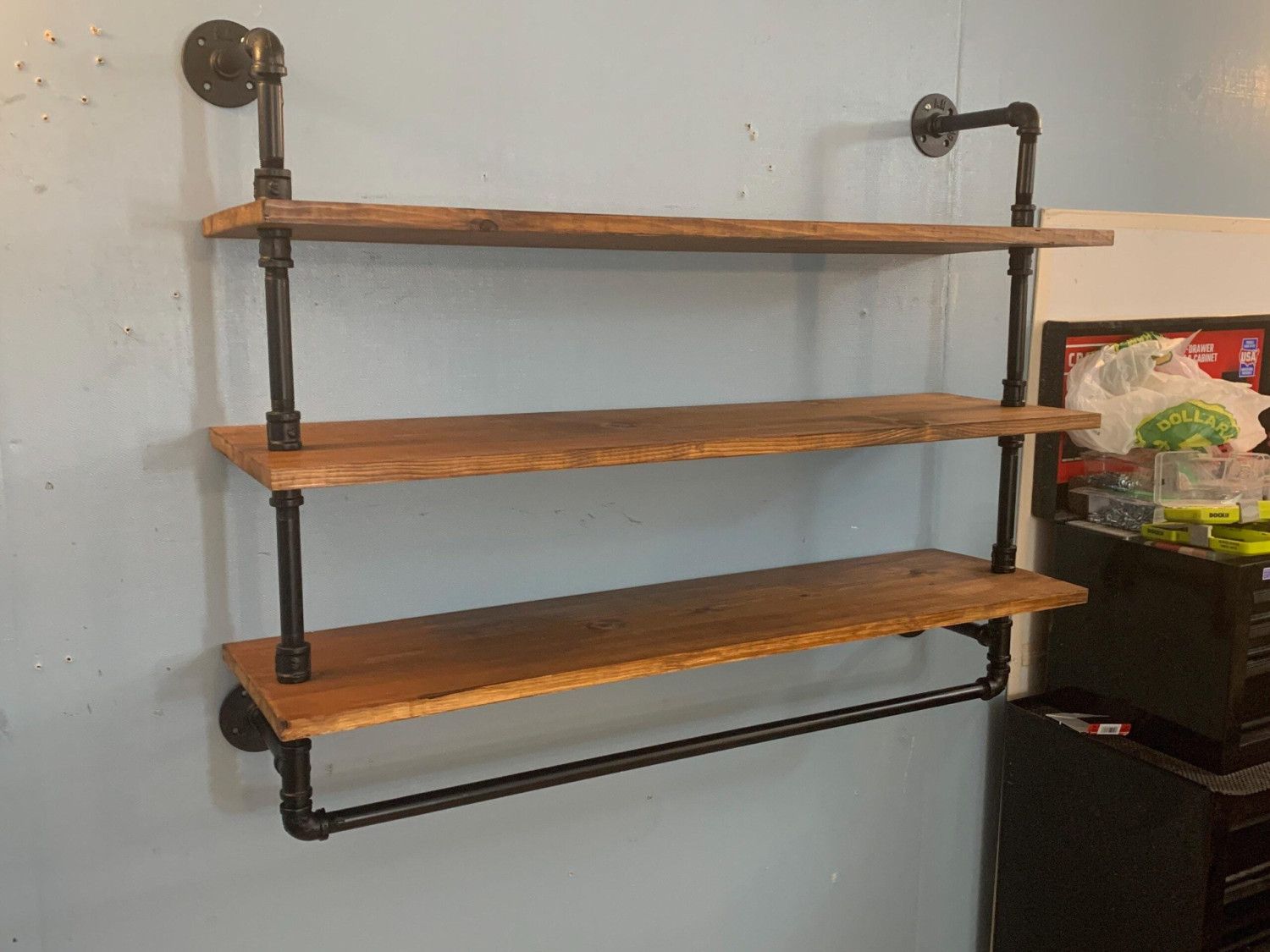 3 Tier industrial style kitchen towel rack