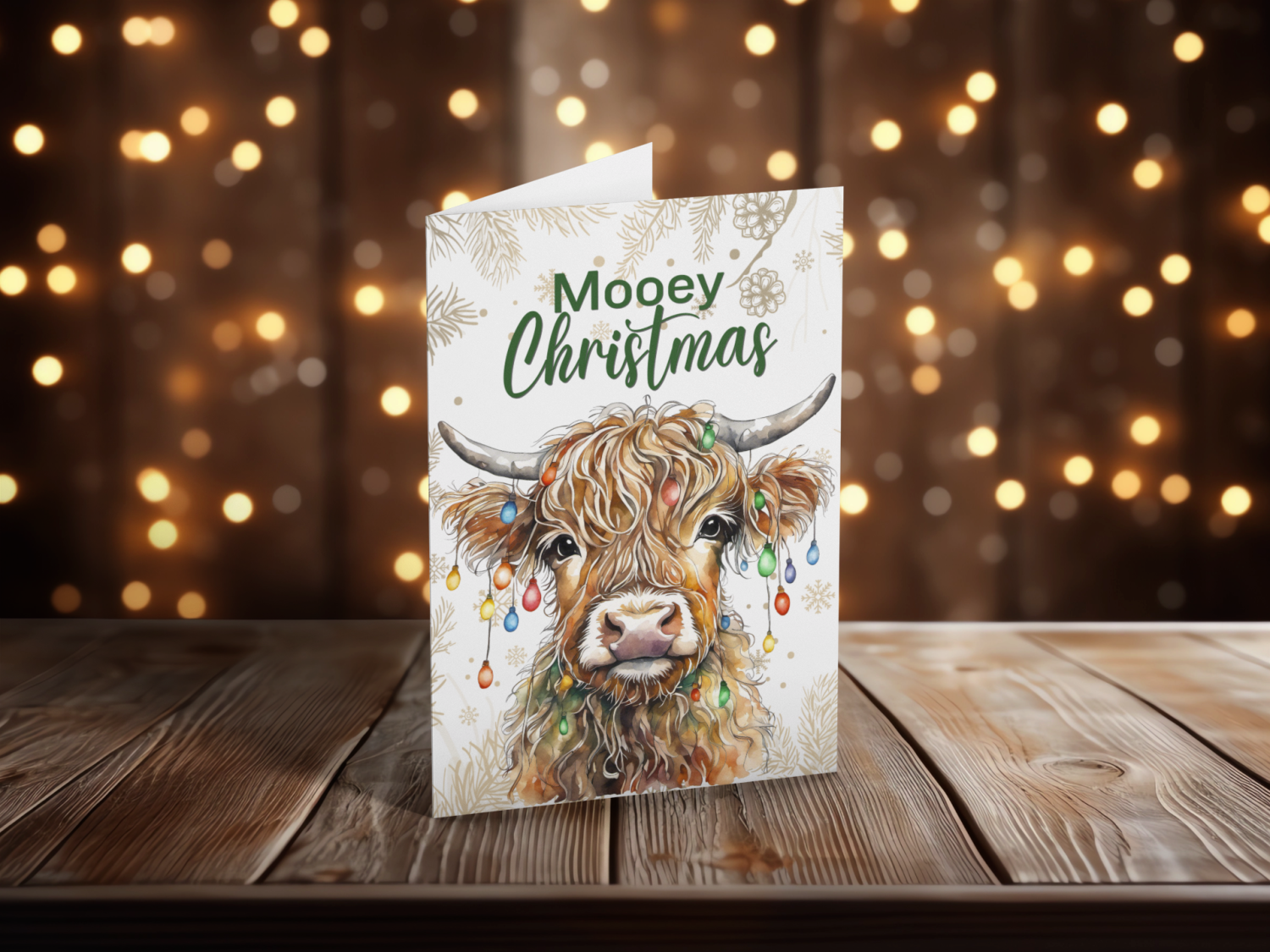 Printable Highland Cow Christmas Card