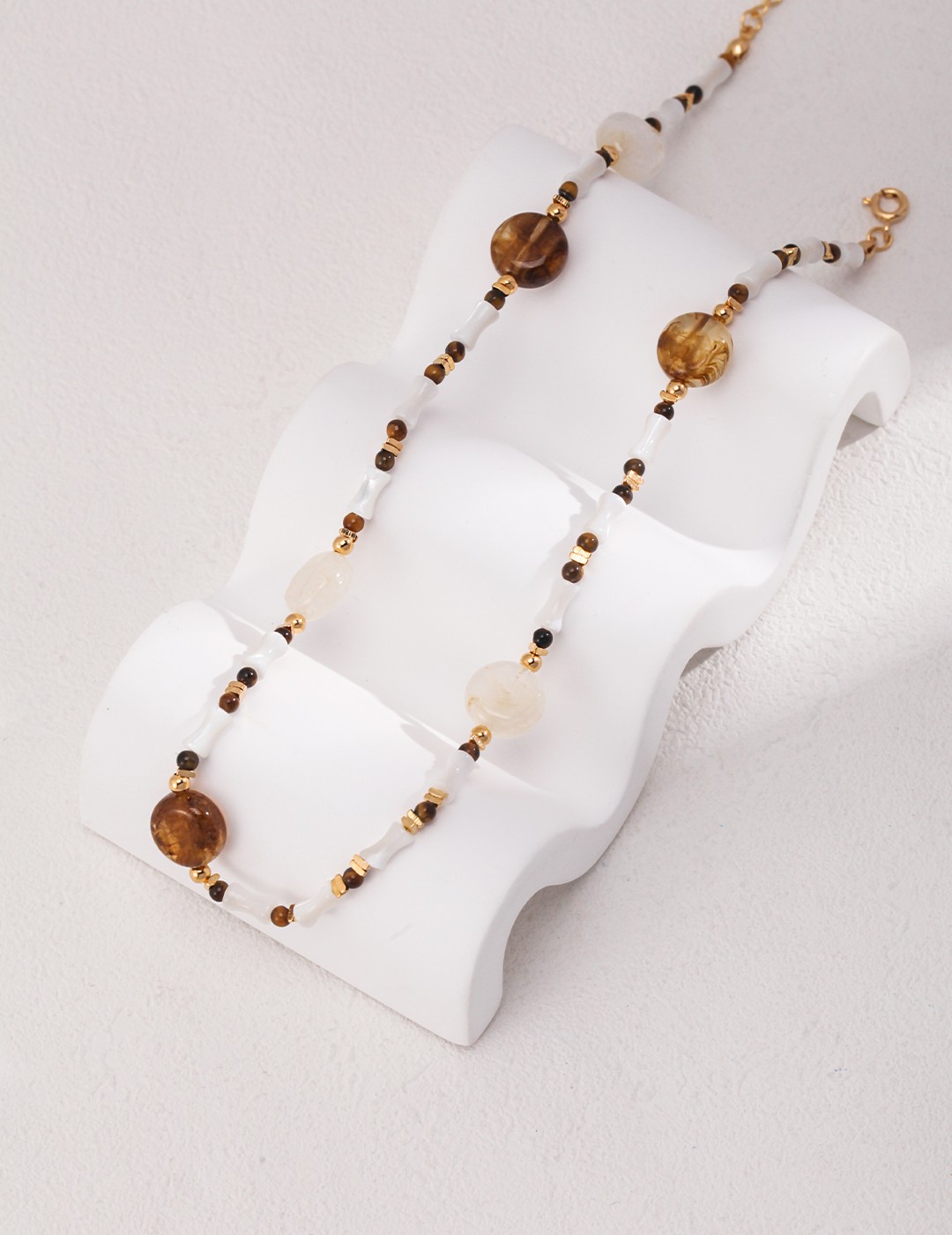 Sterling Silver Tiger Eye Stone Shell Necklace