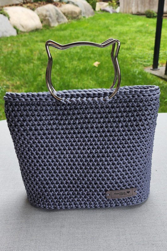 Handcrafted Small Crochet Bag with Cat-Shaped Handles