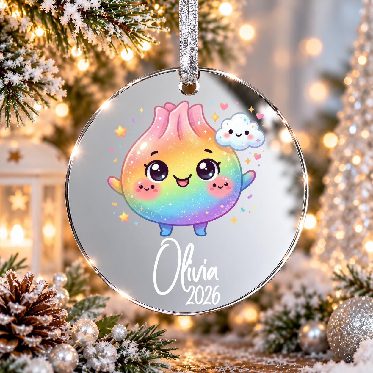 Squishy Glitter Dumpling Christmas Ornaments Personalized With Name