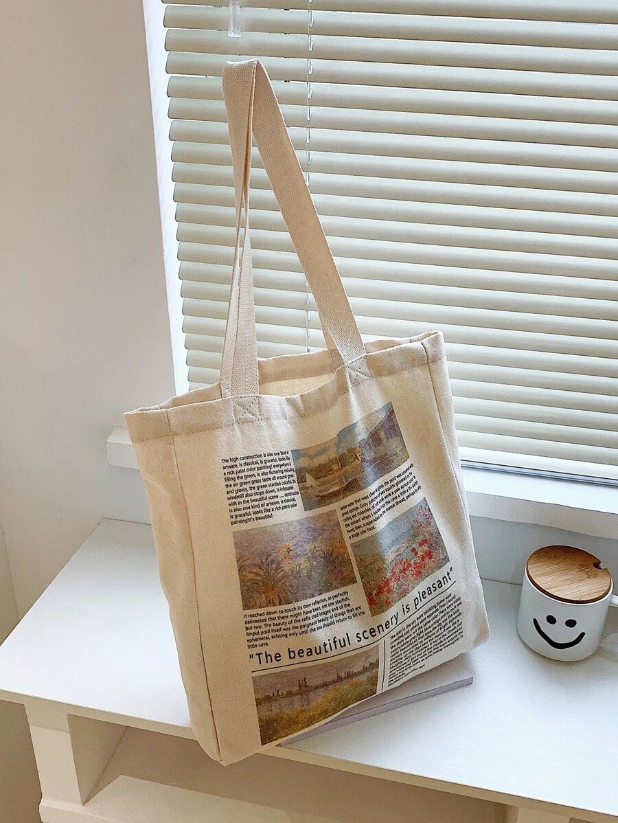 Letter & Painting Graphic Shopper Bag