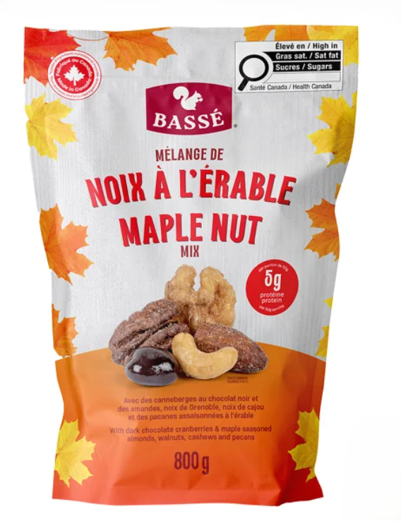 Bassé – Maple Nut Mix with Dark Chocolate Dried Cranberries, 800 g