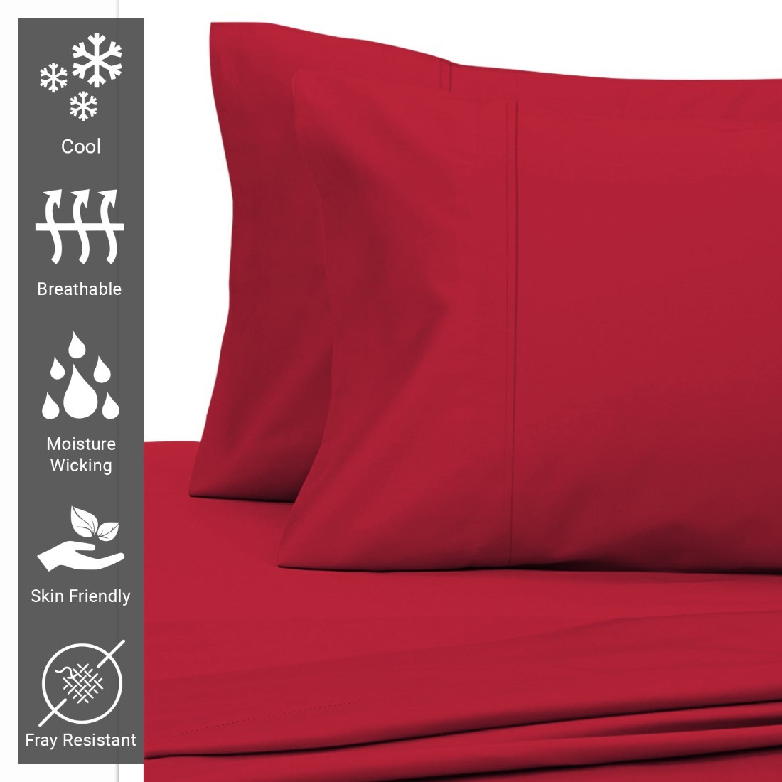 Pizuna 400 Thread Count Cotton Pillowcase -Red Burgundy-Queen