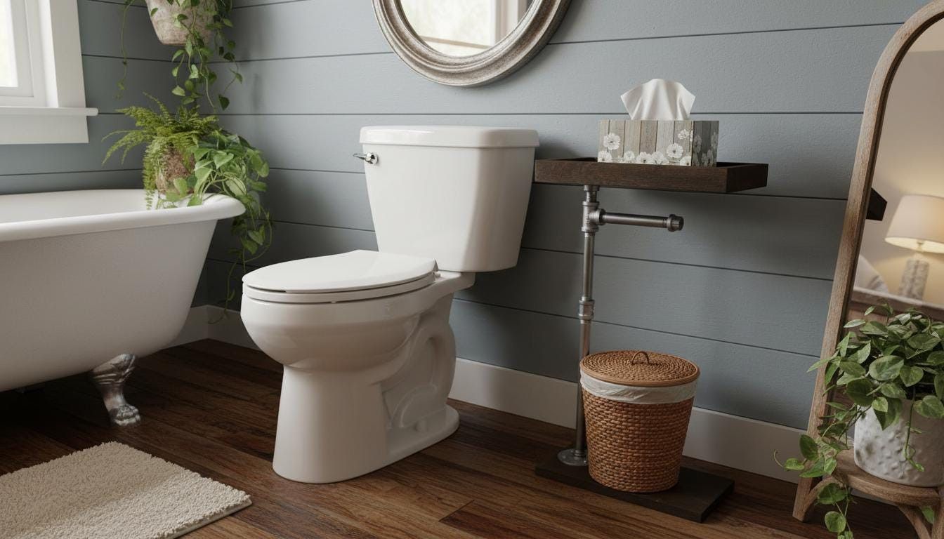 Industrial look Toilet Paper Holder with Shelf – Toilet roll holder with shelf – retro toilet paper holder