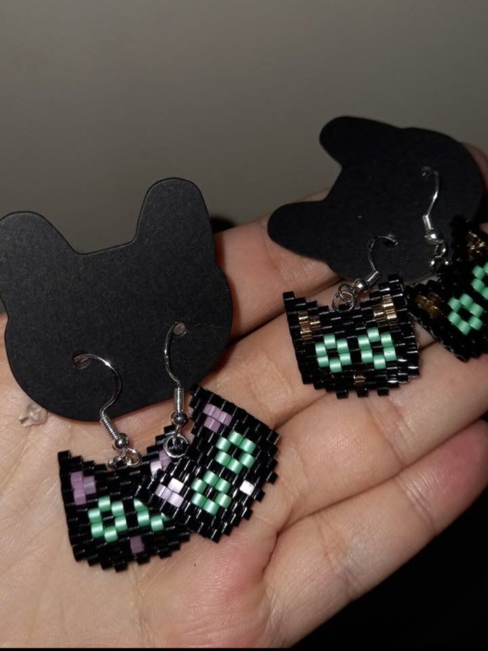 Black Cat Beaded Earrings - Cat Mom Gift & Spooky Season Jewelry