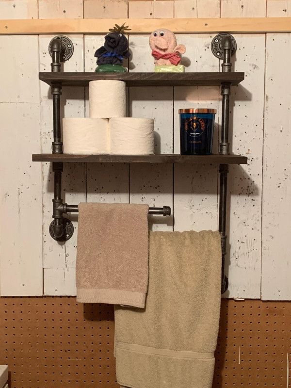 Steampunk Swivel Towel Rack: 2-Tier Industrial Bathroom Shelf